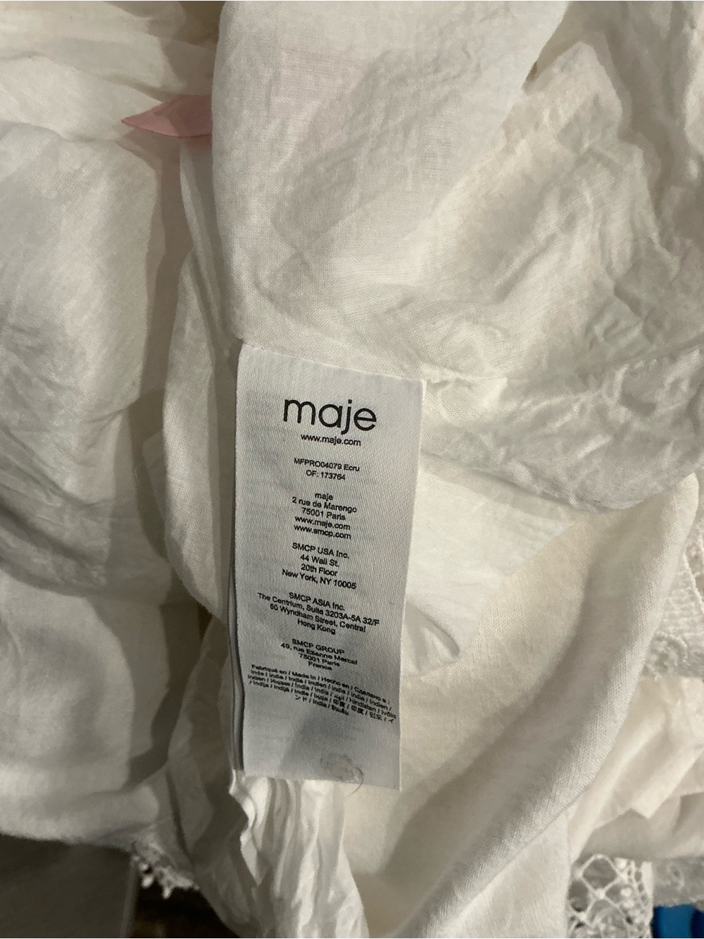 Maje Cream Button-Front Maxi Dress with Lace Design Size 38=US Size 6/8 - Picture 15 of 16